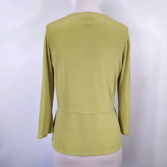 Chico's Travelers Sz 1 Womens M Cardigan Jacket Slinky Stretch Peplum Tie Front - Picture 7 of 12